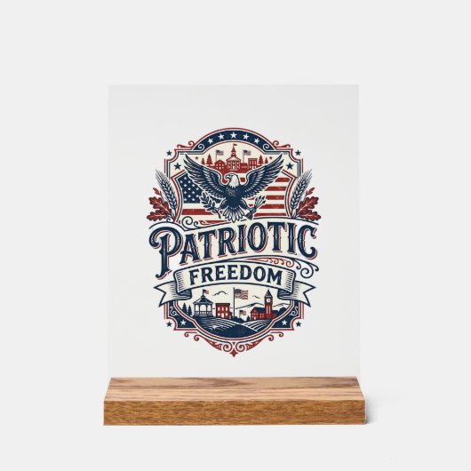Patriottische Midwest Kleine Stad Trots Vector Afb Acryl Bord (Voorkant)
