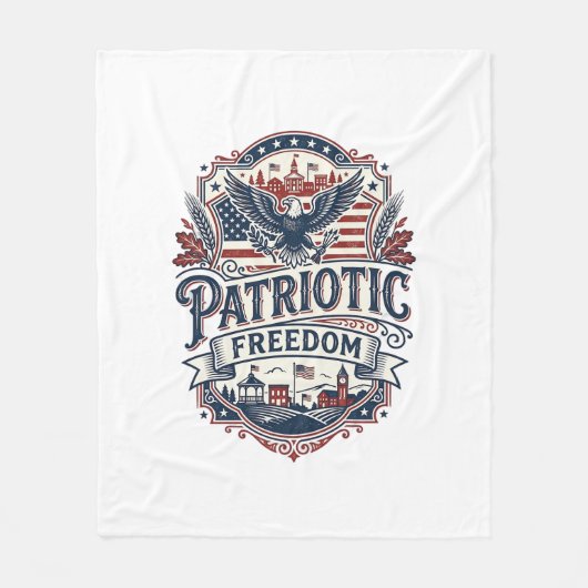 Patriottische Midwest Kleine Stad Trots Vector Gra Fleece Deken (Voorkant)