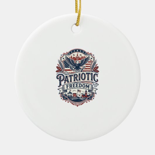 Patriottische Midwest Kleine Stad Trots Vector Gra Keramisch Ornament (Voorkant)