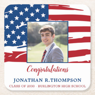 Patriottische militaire Amerikaanse vlag afstudere Kartonnen Onderzetters