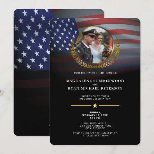 Patriottische Militaire Amerikaanse Vlag en Fotobr Kaart (Voorkant / Achterkant)