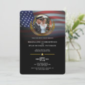 Patriottische Militaire Amerikaanse Vlag en Fotobr Kaart (Staand voorkant)