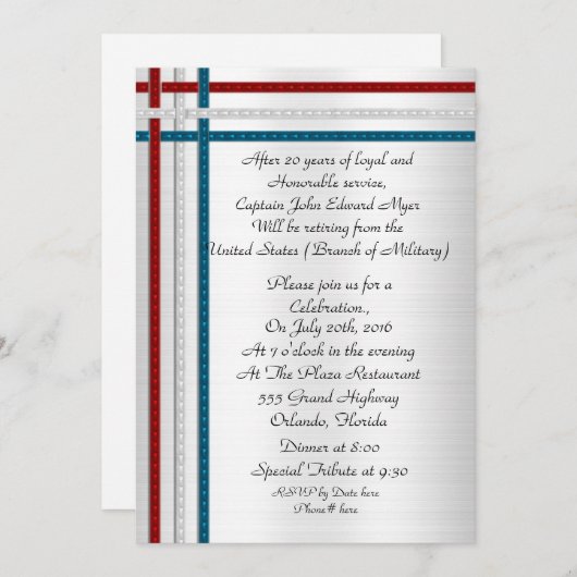 Patriottische militaire pensioenpartij uitnodiging (Voorkant / Achterkant)