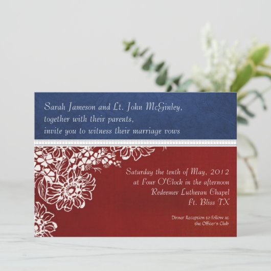 Patriottische militaire rode witte en blauwe bruil kaart (Staand voorkant)