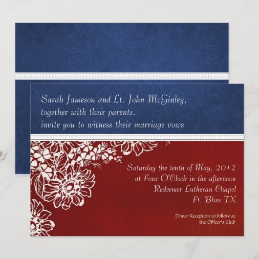 Patriottische militaire rode witte en blauwe bruil kaart (Voorkant / Achterkant)