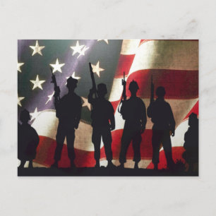 Patriottische militaire soldaat Silhouette Briefkaart