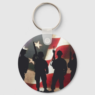 Patriottische militaire soldaat Silhouette Sleutelhanger
