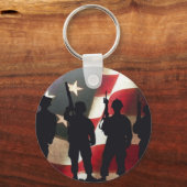Patriottische militaire soldaat Silhouette Sleutelhanger (Voorkant)