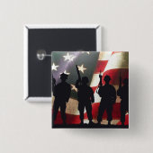 Patriottische militaire soldaat Silhouette Vierkante Button 5,1 Cm (Voorkant /achterkant)
