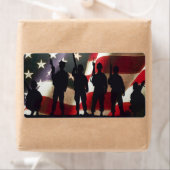 Patriottische Militaire Soldaat Silhouetten Etiket (Insitu)