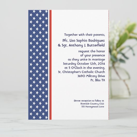 Patriottische militaire sterren en stripes Weddens Kaart (Staand voorkant)