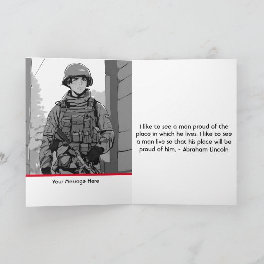 Patriottische Militaire USA Kerstmis Notitiekaartje (Binnen)