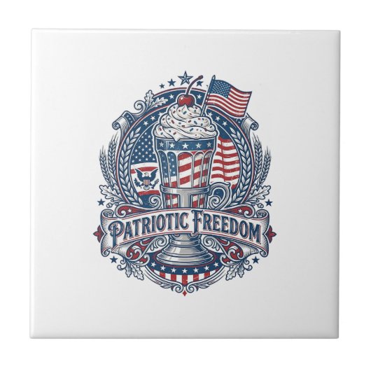Patriottische Milkshake Amerika Tegeltje (Voorkant)