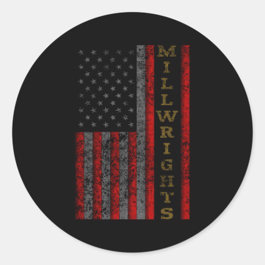 Patriottische Millwrights Amerikaanse vlag Ronde Sticker (Voorkant)