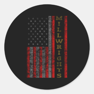 Patriottische Millwrights Amerikaanse vlag Ronde Sticker