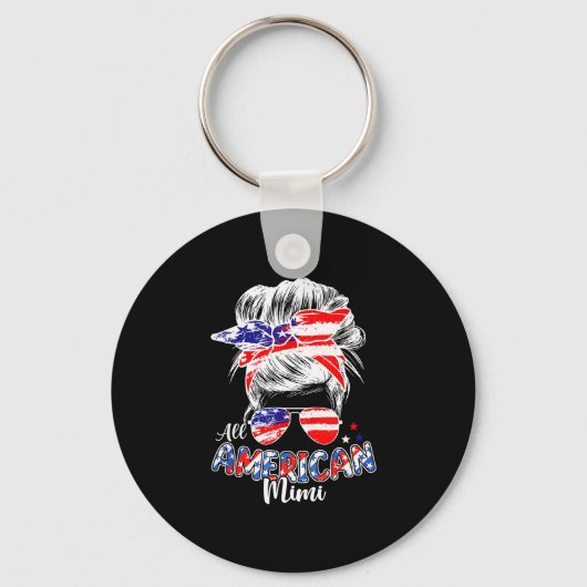 Patriottische mimi 4 juli rommelige knot haar sleutelhanger (Voorkant)