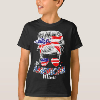 Patriottische mimi 4 juli rommelige knot haar t-shirt