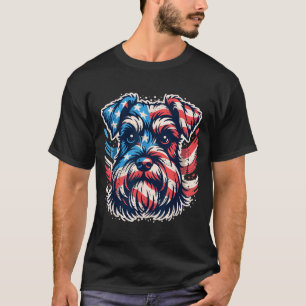 Patriottische Miniatuur Schnauzer Amerikaanse Vlag T-shirt
