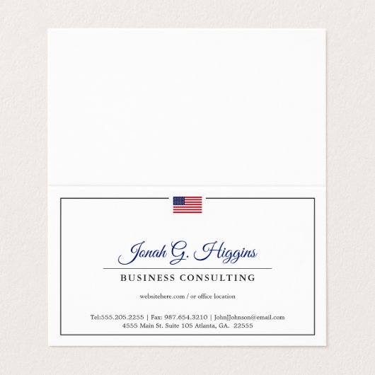 Patriottische, minimale moderne stijl visitekaartje (Buitenkant ongevouwen)