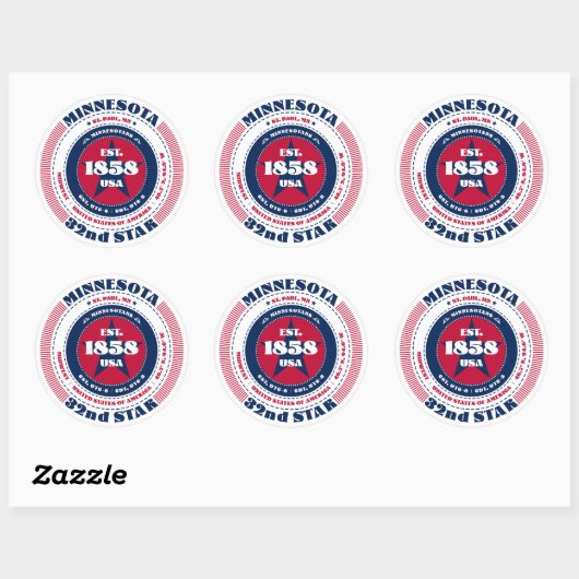 Patriottische Minnesota Circle Design Sticker (Vel)
