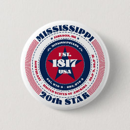 Patriottische Mississippi Cirkel met State Details Ronde Button 5,7 Cm