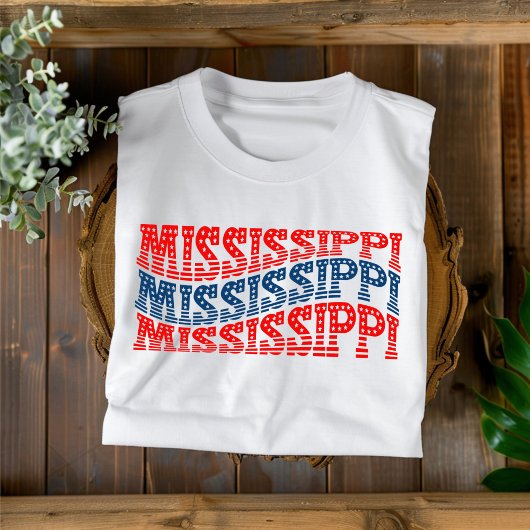 Patriottische Mississippi Rood en Blauw Boho T-shi T-shirt