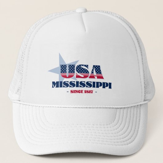 Patriottische Mississippi typografie Trucker Hat Trucker Pet (Voorkant)
