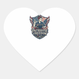 Patriottische Moeder Met Naaimachine Vector Grafis Hart Sticker