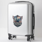 Patriottische Moeder Met Naaimachine Vector Grafis Sticker (Koffer)