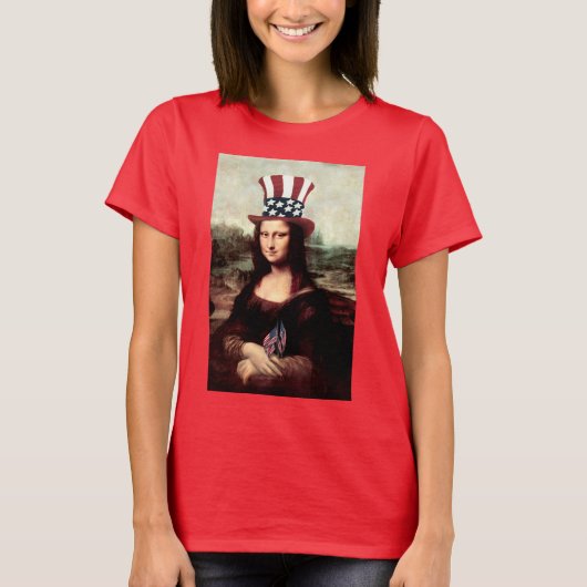 Patriottische Mona Lisa - Klaar voor Onafhankelijk T-shirt (Voorkant)
