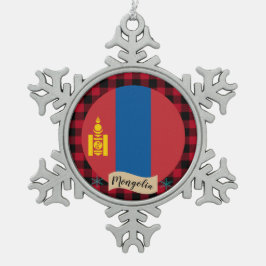 Patriottische Mongolië, buffelvlek, Mongoolse vlag Tin Sneeuwvlok Ornament