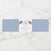 Patriottische Monogram Amerikaanse vlaggen Bruilof Waterfles Etiket (Enkel label)