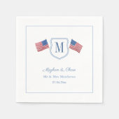 Patriottische monogram Wedding Crest USA Flagparty Servet (Voorkant)