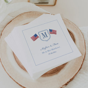 Patriottische monogram Wedding Crest USA Flagparty Servet