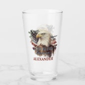 Patriottische Monogrammed God Bless America Eagle Glas (Achterkant)