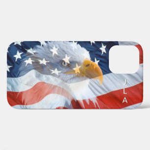 Patriottische monogrammen Bald Eagle American Flag Case-Mate iPhone Case