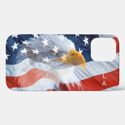 Patriottische monogrammen Bald Eagle American Flag Case-Mate iPhone Case (Achterkant (horizontaal))