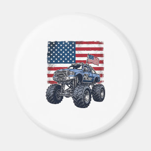 Patriottische Monstertruck Vintage Gravure Ontwerp Magneet