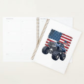 Patriottische Monstertruck Vintage Gravure Ontwerp Planner (Display)