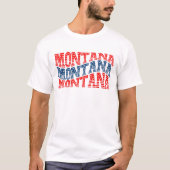 Patriottische Montana Rood en Blauw Boho T-shirt (Voorkant)