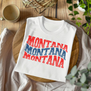 Patriottische Montana Rood en Blauw Boho T-shirt