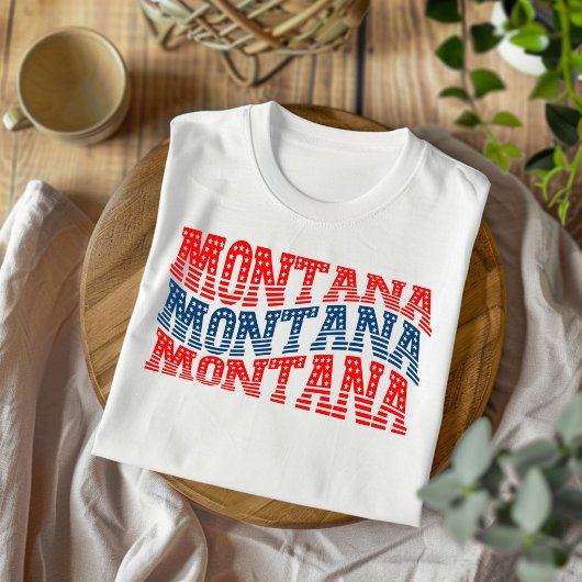 Patriottische Montana Rood en Blauw Boho T-shirt