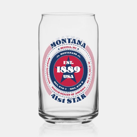 Patriottische Montana Typografie Drinkware Set Blikvorm Glas (Voorkant)