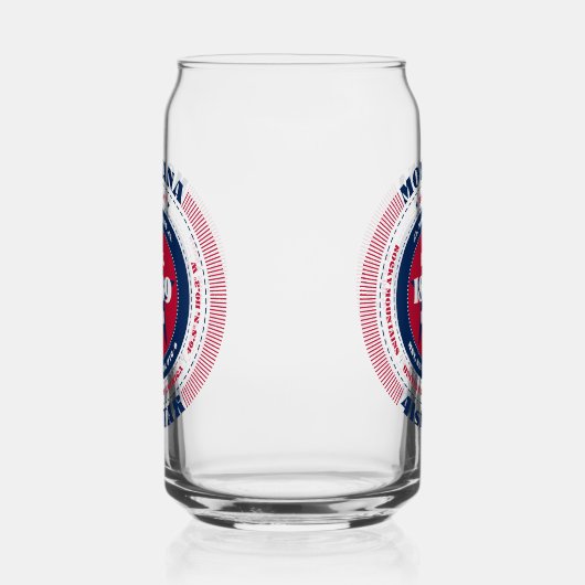Patriottische Montana Typografie Drinkware Set Blikvorm Glas (Rechts)