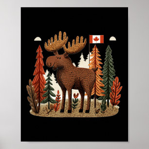 Patriottische Moose Kostuum met Canada Vlag Poster