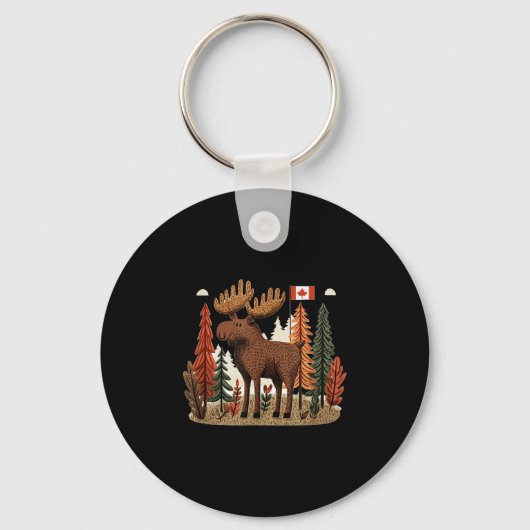 Patriottische Moose Kostuum met Canada Vlag Sleutelhanger (Voorkant)