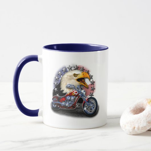 Patriottische Motor Eagle Mok (Met donut)