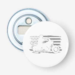 Patriottische motorfiets  Amerikaanse vlag Biker Button Flesopener