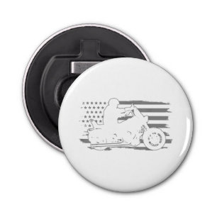 Patriottische motorfiets  Amerikaanse vlag Biker Button Flesopener
