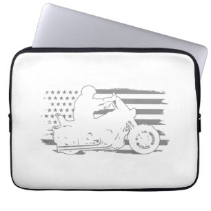 Patriottische motorfiets  Amerikaanse vlag Biker Laptop Sleeve